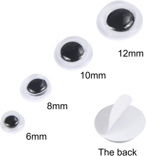 UPINS 1000 Pcs Self Adhesive Googly Wiggle Eyes for DIY, Multi Colors and Sizes Craft Sticker Eyes...