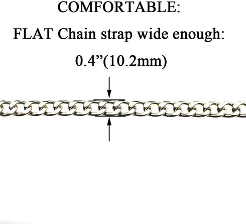 HAHIYO Purse Chain Strap 15.7 inches Bright Silver for Shoulder Cross Body Sling Purse Handbag Clutch Replacement Comfortable Flat 0.4' Wide Enoug...