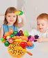 Cutting Fruits Vegetables Set, 24 Pack Play Kitchen Plastic Cutting Food for Kids Pretend Play Kitchen Toys Educational Food Toys for Children Gir...