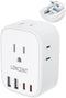 European Travel Plug Adapter, LENCENT International Type-C Foldable Power Plug with 4 Outlets, USB C Charger Adaptor, US to Most of Europe EU Icel...