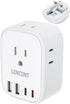 European Travel Plug Adapter, LENCENT International Type-C Foldable Power Plug with 4 Outlets, USB C Charger Adaptor, US to Most of Europe EU Icel...