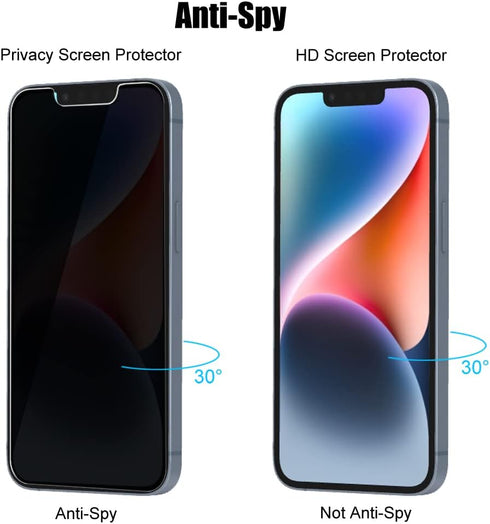 (3+3) For iPhone 14 (6.1") (3 Pack) Anti Spy Private Tempered Glass Film Privacy Screen Protector and (3 Pack) Camera Lens Protector [Not Affect F...