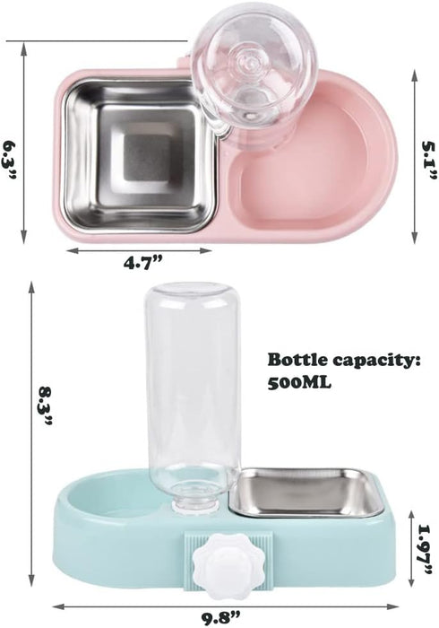 Crate Dog Cat Bowls, Dog Water and Food Bowl Set with Detachable Stainless Steel Bowl and Automatic Water Dispenser Bottle, Hanging Pet Cage Kenne...