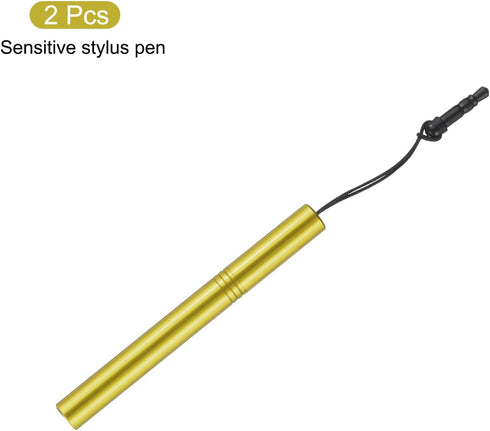 MECCANIXITY 2pcs Metal Phone Touch Screen Pen Metallic Phone Stylus Pen Aluminum Alloy Mini Capacitive Pens Universal with Cover, Yellow...