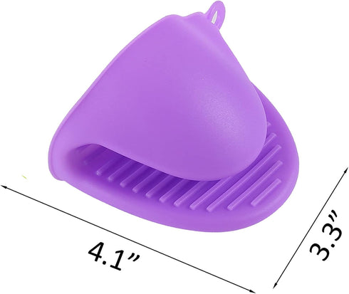 2 Pairs Mini Oven Gloves Silicone Heat Resistant Cooking Pinch Mitts Potholder for Kitchen Cooking & Baking (Purple and Orange)...