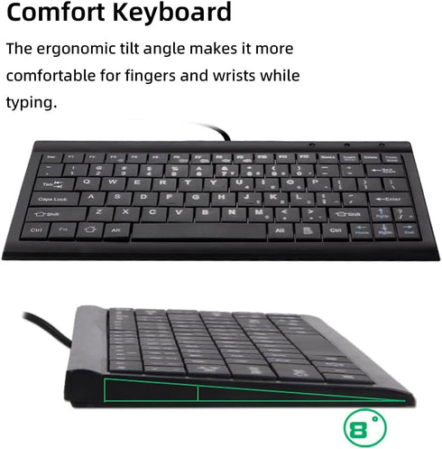 CUQI Mini Keyboard, Small Wired Keyboard 82 Scissor Keys, USB interface Compact Keyboard for Android, Windows PC, Laptop, Raspberry Pi, Windows 10...