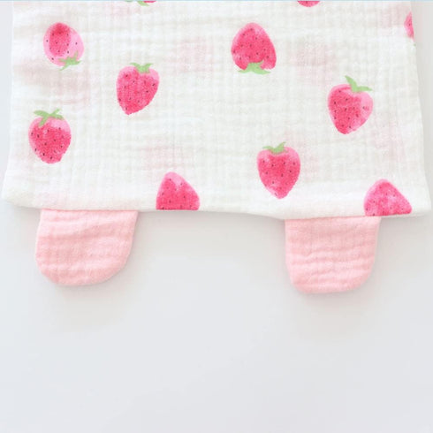 Bunny Security Blanket for Boys and Girls,Cotton Soft Breathable Muslin Soothing Towel Appeasing Toy for Infant,Newborn Gift,2 Pcs Set (Strawberry...