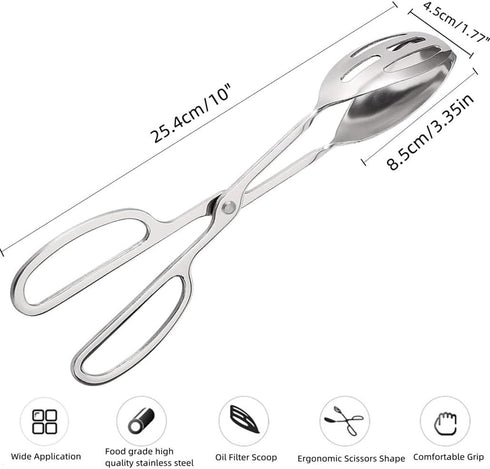 2-PACK Serving Tongs for Buffet Party Catering,Stainless Steel Thickening Food Tongs Salad/Cake/Bread Tongs Kitchen Salad Scissors (Silver)...