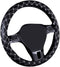 Odorless Quilted Stitching Pattern Leather Car Steering Wheel Cover-Black with White…...