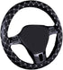 Odorless Quilted Stitching Pattern Leather Car Steering Wheel Cover-Black with White…...
