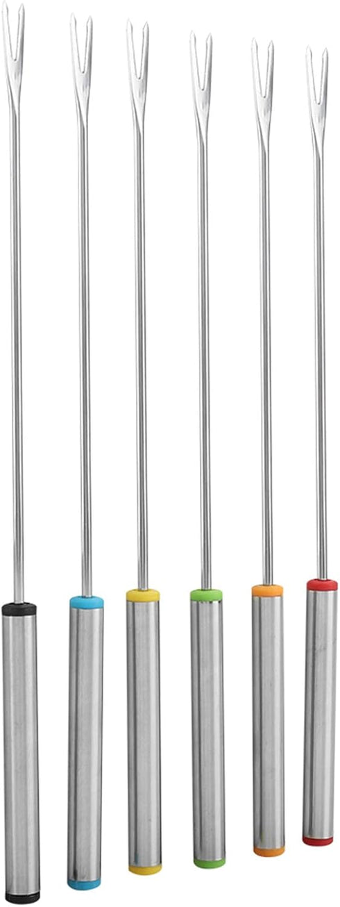 Fondue Sticks 6pcs Stainless Steel Smores Sticks with Heat Resistant Handle for Cheese Meat Chocolate Dessert Roast...