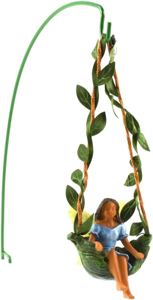 TG,LLC Treasure Gurus Ivy Vine Tree Swing Dark Hair Fairy Girl Mini Figurine Garden Decor Dollhouse Supply...
