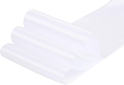 4" Inch Wide Solid Color Double Faced Satin Ribbon 25 Yards-Roll Great for Chair Sash, White...