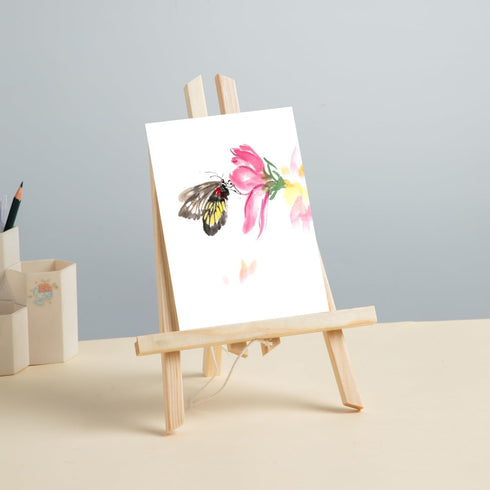 11" Small Tabletop Display Stand A-Frame Artist Easel, Beechwood Tripod, Painting Party Easel for Students Classroom Table...