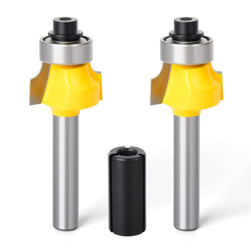 2PCS Roundover Edging Router Bit Set, 1/4-Inch Shank Round Nose, Cutter Tools 1/8" Radius Inch...