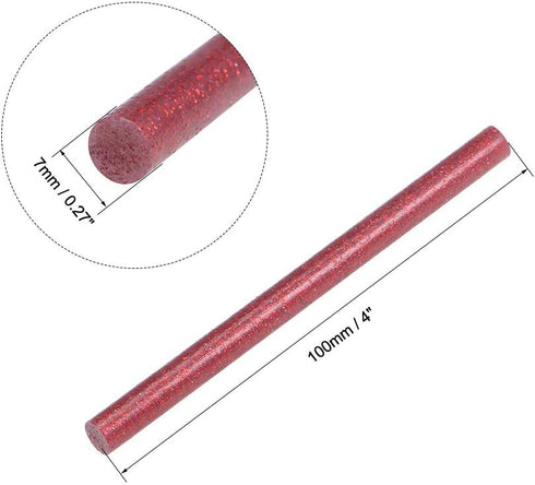 uxcell Mini Hot Glue Gun Sticks 4-inch x 0.27-inch for Glue Guns, Glitter Red 16pcs...