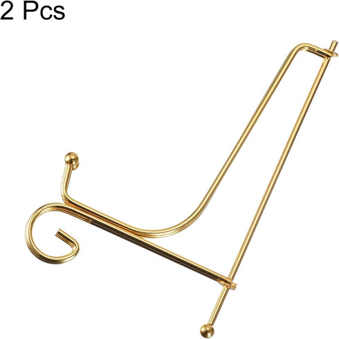 uxcell Plate Stand for Display, 7 Inch 2Pcs Iron Decorative Plate Holder Metal Easel Folding Display Stand for Photo Picture Frame, Gold...