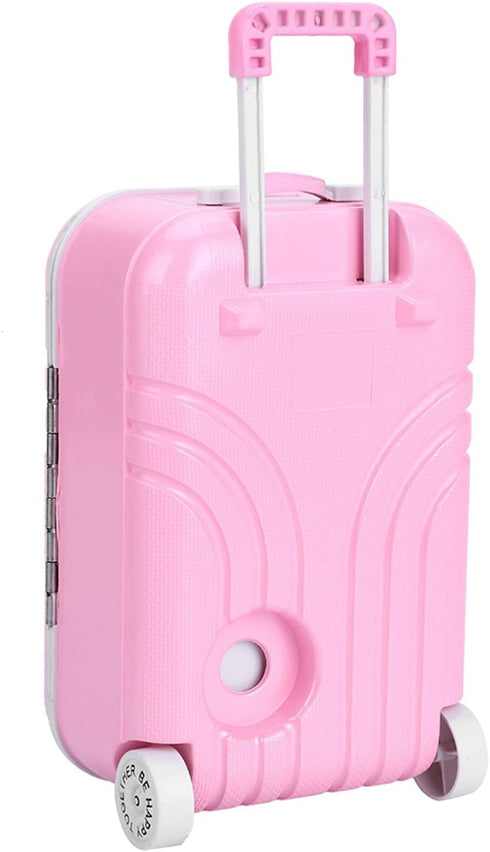 Baby Suitcase Toy Cute Plastic Dolls Travel Suitcase Mini Size Trolley Case Carry On Luggage Simulation Rolling Suitcase Toy()...