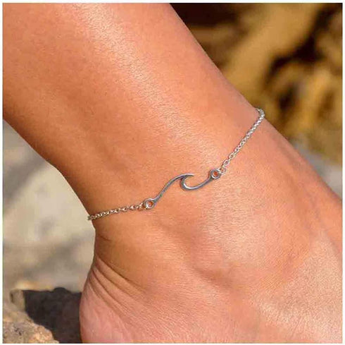 Olbye Wave Anklet Silver Ocean Wave Charm Ankle Bracelet Women Foot Chain Jewelry Surfer Gift (1 Layer)...