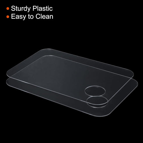 PATIKIL Acrylic Paint Pallet, 2Pcs Rectangle Paint Tray Palette Painting 8x12x0.08 with Thumb Hole for Watercolor Gouache DIY Art Craft Clear...