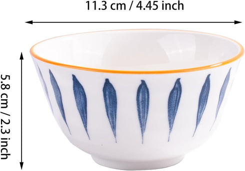 Japanese Rice Bowl Set of 4 Ceramic Sushi Bowls for Soup Oats...