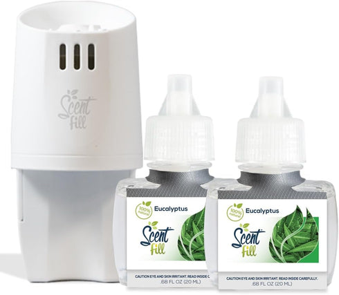 Scent Fill 100% Natural Eucalyptus Plug in Air Freshener, Scented Oil Refills, 2 Refills + Diffuser...
