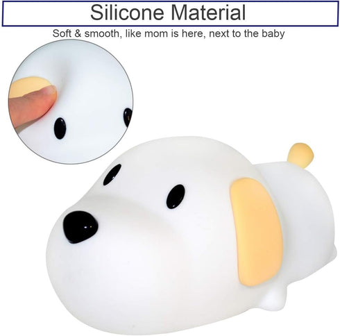 Silicone LED Papa Puppy Night Light Touch Sensor Switching Night Lamp, Transform Between Warm White 2700K and White 6500K, Safe SIL+ABS, Sleep Tim...