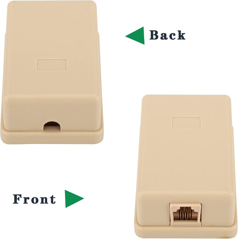Phone Jack Surface Mount Single Port Telephone Jack Box 4 Screw Terminals to 1 RJ11 6P4C Female 2pack Ivory...