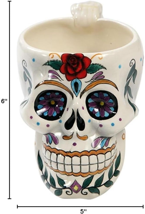 Day of the Dead Skull with Rose Ceramic Mug...