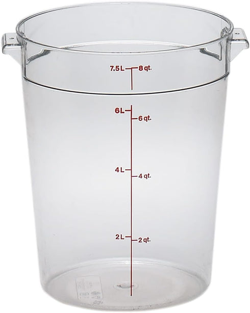 Cambro RFSCW8135 9-15/16" Top Diameter x 10-7/8" Height, Camwear Clear Polycarbonate Round Food Storage Container (Cover Sold Separately), 8 Quart...