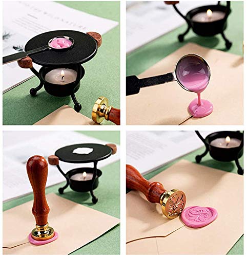 Wax Sealing Kit Melting Furnace Tool Wax Seal Warmer, Wax Seal Stamp Set with Wax Melting Spoon for Melting Wax Seal Beads or Sticks, Wax Stamp Sp...