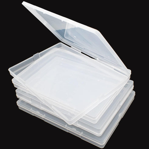 4 Pack Scrapbooking Paper Storage File Boxes B6 Plastic Box for Documents Magazines Paper Photos Stamps Cards Envelope Protector Office Supplies F...