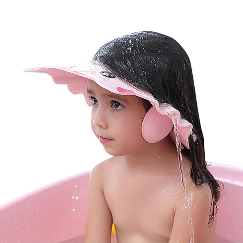 ITODA Baby Bath Shampoo Cap with Ear Protection Safe Bathing Visor Hat Soft Shower Wash Hair Adjustable Portable Shield for Children Kids...