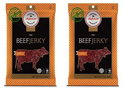 Aufschnitt Grass Fed Beef Jerky - Low Sodium, Certified Kosher - Halal and Keto Friendly - 2 Pack, BBQ...