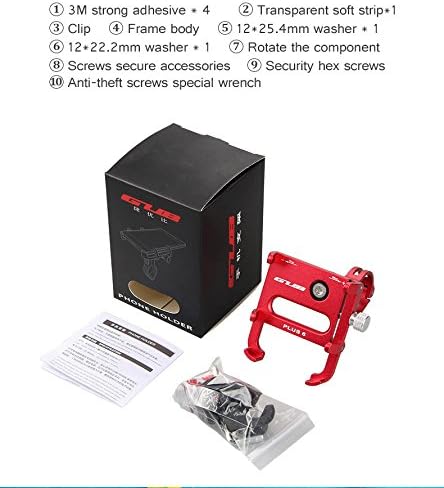 GUB Plus 6 Aluminum MTB Bike Bicycle Motorcycle Phone Holder Support GPS for Bike Handlebar Bike Accessories (Red)...