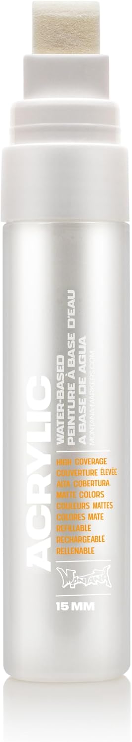 Montana Cans Acrylic Paint Marker, 15mm, Standard Nib, Shock White Pure (045415)...