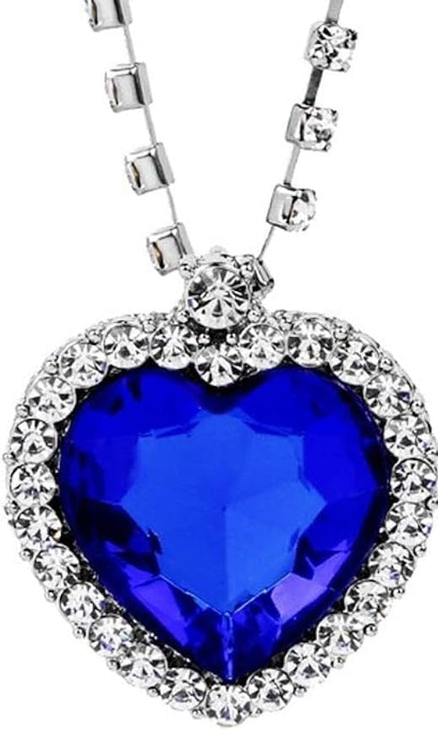 | Stunning Heart of The Ocean Necklace from Titanic Movie | Premium Alloy Silver and 1.3 x 1.38 Inches Swarovski Crystal | Definitely The Best Pre...