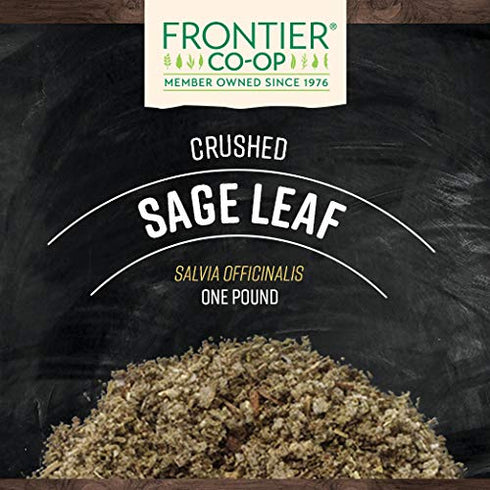 Frontier Co-op Sage Leaf, Crushed, Kosher | 1 lb. Bulk Bag | Salvia officinalis L....