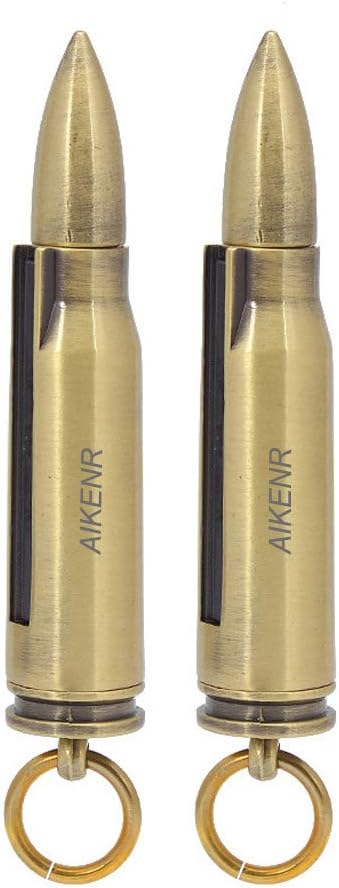 Keychain Matchstick Fire Starters, Waterproof Permanent Metal Match with Flint Matchstick, Portable Kerosene Refillable Lighter for Emergency Surv...
