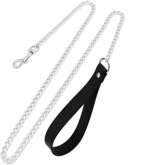 Soft Leather Choker Collar with Chain Leash Set Heart Pendant Necklace for Womens Pet Dogs Cats Unique Gifts...