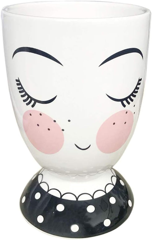 Makeup Brush Holder Decorative Make Up Brush Holder Ceramic Face Pen Holder Cute Stand Cosmetics Holder Organizer Pencil Cup Ceramic (black collar...