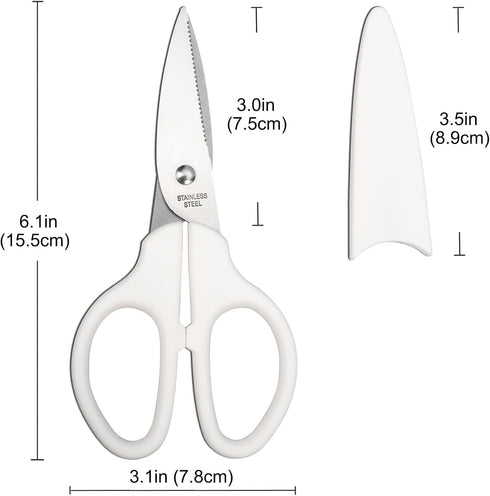 6in Multipurpose Scissors, Comfort Grip, Stainless Steel Sharp Basic Shears for Office Home Household Kitchen School Craft Supplies w/Protective C...