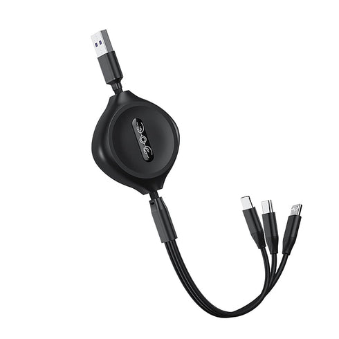 3 in 1 Charging Cable, USB Fast Charging, Retractable Cable (39.4" / 100cm) Three Universal Ports (/Type-C/Micro USB) Uses Car Office Home(Black)...