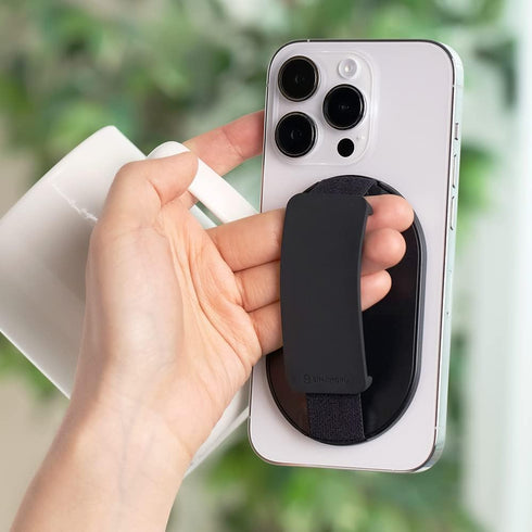 Sinjimoru for MagSafe Grip, Magnetic Phone Grip for MagSafe Stand, Strong Magnetic Phone Holder for iPhone 15 14 13 12. M-SGrip Light Grey......