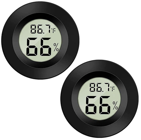 Meggsi 2 Pack Mini Digital Hygrometer Gauge Indoor Thermometer, LCD Monitor Temperature Outdoor Humidity Meter for Greenhouse Jars Incubators Guitar Case, Fahrenheit (?) or Celsius(?)