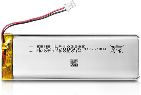 EEMB 3.7V Lithium ion Battery 3700mAh 103395 Rechargeable 3.7 Volt Lipo Battery Pack with Wire JST Connector for Speaker and Dashcam- Confirm Size...