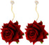 Denifery Boho Red Rose Earrings Rose Flower Dangle Drop Stud Earrings with Sparkly Crystal for Women Statement Jewelry Gifts...