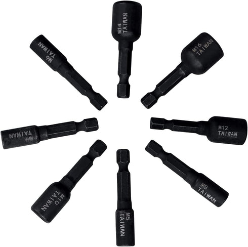 8 Pcs Tap Socket Wrench, 1/4 Hex Shank High Hardness Alloy Steel Socket Taps Air Screwdriver Accessories (M4/M5/M6/M8/M10/M12/M14/M16)...