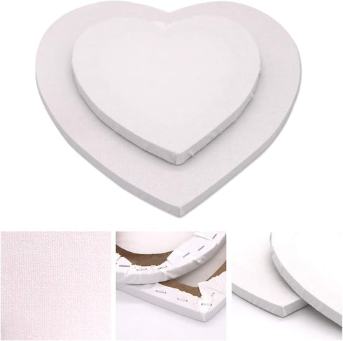 GGOUPTY Heart-Shaped White Canvas Board Stretched Canvas White Blank Canvas Frame Art Craft Set of 2 (8/12 inch) for Acrylilc Painting Oil Paint A...