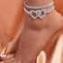 Pingyongchang Heart Rhinestone Ankle Bracelets for Women Shiny Heart Handmade Adjustable Beaded Crystal Tennis Link Chain Bracelets Anklets for Wo...